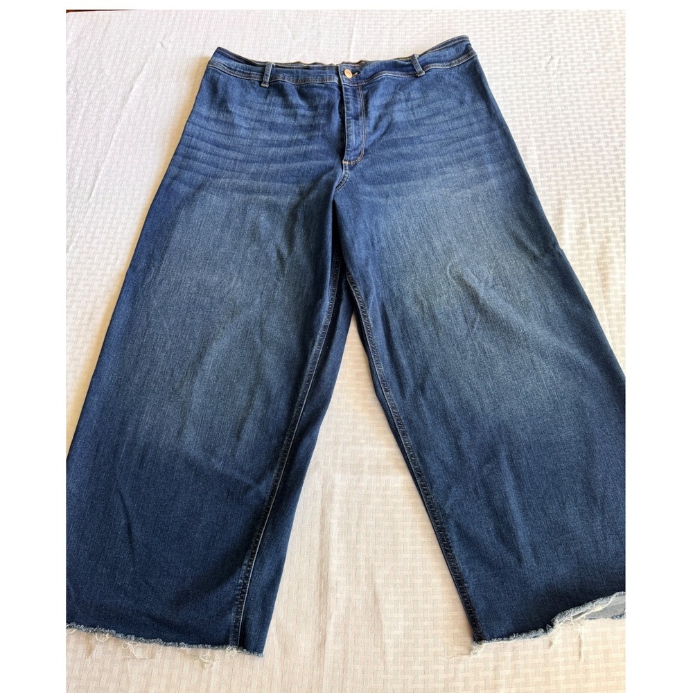Sofia Jeans Vergara Margot Wide Leg High Waisted Raw Hem Jeans Blue Size 18